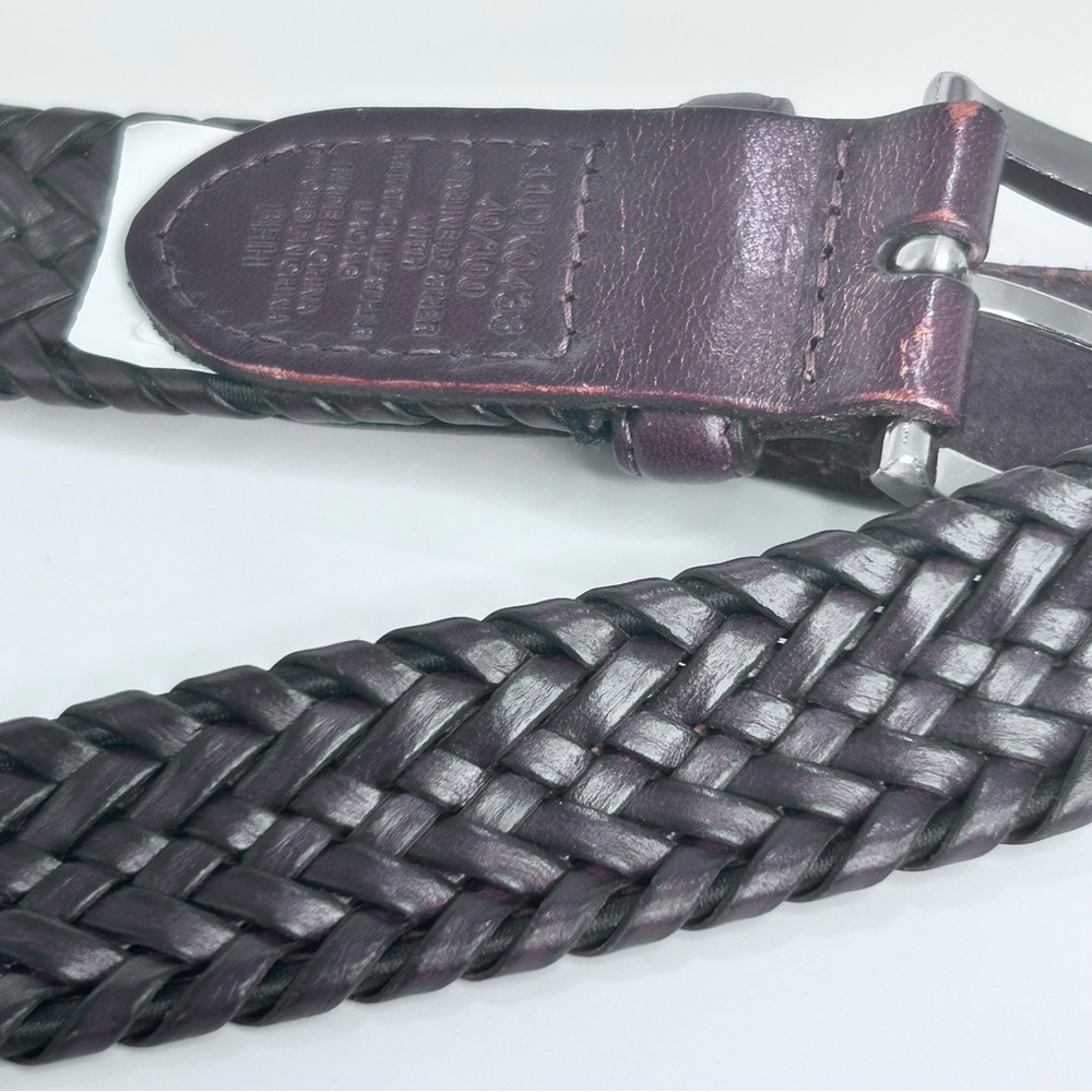 DOCKERS Men’s Braided Genuine Leather Belt Dark Brown Silver Buckle Size 40/100 - Picture 8 of 12